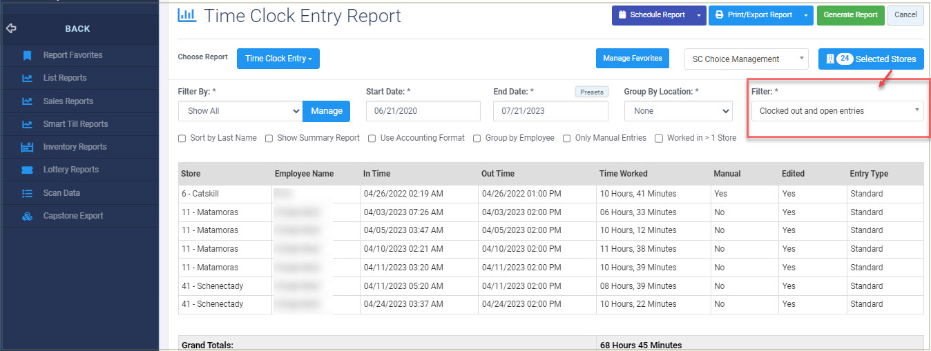 Time Clock Entry