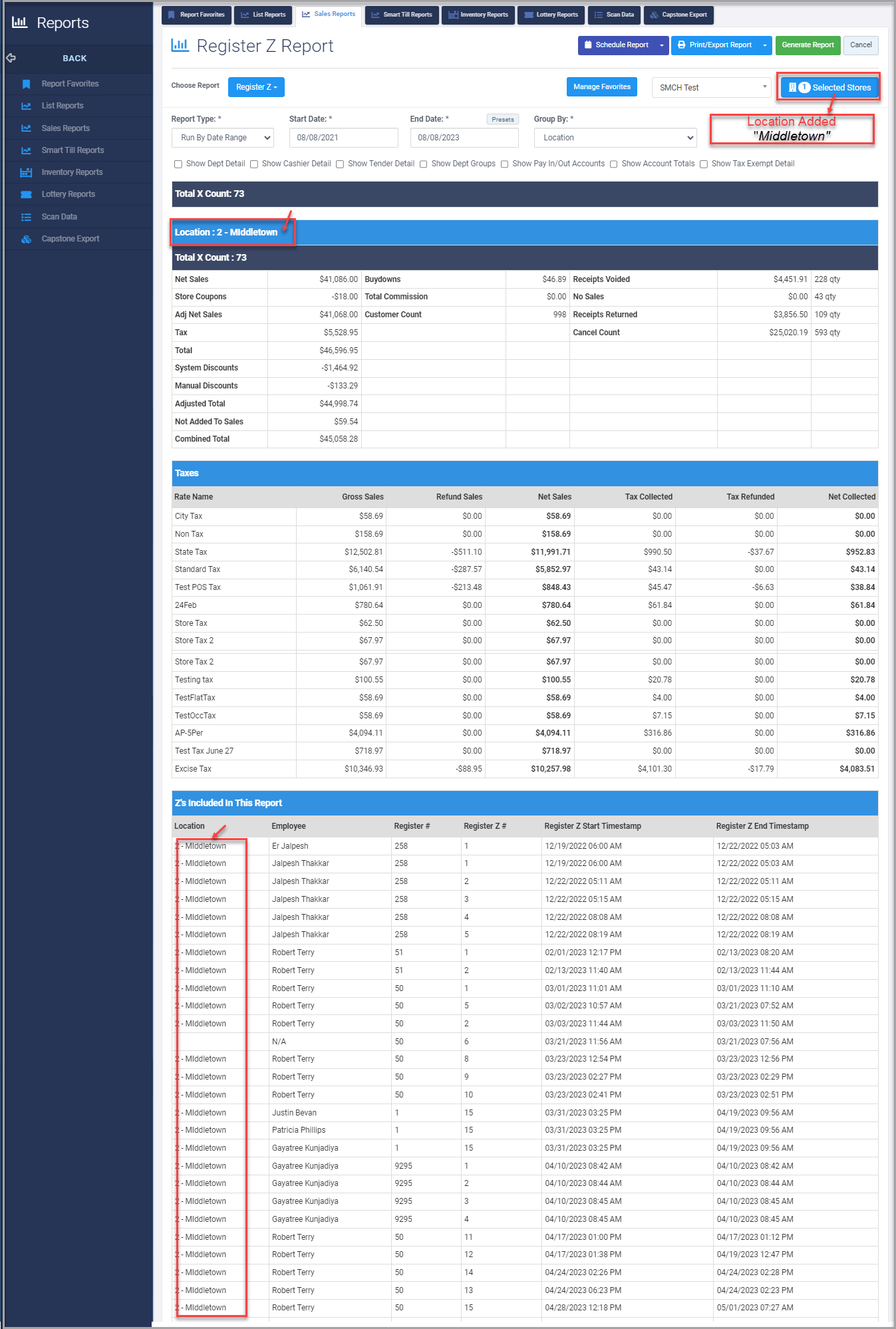 Register Z Report