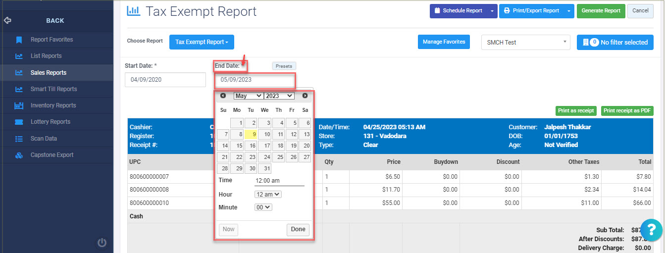 Tax Exempt Report